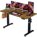 ErGear Height Adjustable Electric Standing Desk, 55 x 28 Inches Sit Stand up Desk, Memory Computer Home Office Desk with Splice Board (Vintage Brown)