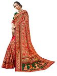 Sarees For Women Satin Silk Heavy Embroidered Saree ||Ethnic Traditional Indian Wedding Gift Sari with Unstitched Blouse, Red, Free Size