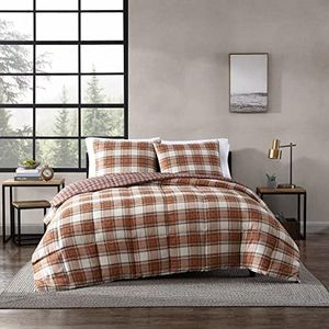Eddie Bauer Edgewood Plaid Down Alternative Reversible Comforter Set, Twin, Red