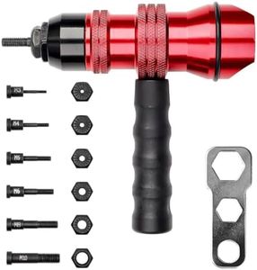 AIMALL Rivet Nut Gun Drill Adapter Set with 6 Mandrels M3 M4 M5 M6 M8 M10 and 30 Rivet Nuts Aluminium Alloy Hex Shank Rivnut Tool Kit for Electric Drill in Case
