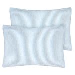 Organic Cotton Toddler Pillowcase/Travel Pillowcase Pack of 2 Set 13x18 Inches with Envelope Closure - Hypoallergenic, Soft & Breathable Baby Pillow Case Cover Blue Stripe