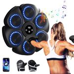 Smart Music Boxing Machine，2024 New Indoor Boxing Machine Wall Mounted，with LED Light Bluetooth Sensor，9 Speed ​​Modes and Counting Mode For Adults and Children Exercise (Black + gloves)