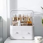 LZDMY Makeup Organiser Storage Drawers, Cosmetic Organisers Acrylic, Skincare Organiser Beauty Caddy Storage Box for Dresser & Bathroom, Dust-Proof Waterproof, White