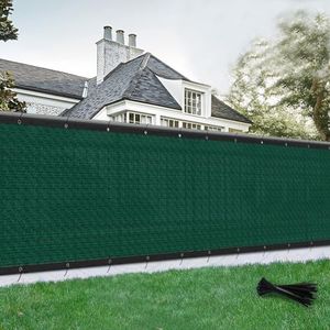 SUNLAX Privacy Fence Screen 4x50FT Heavy Duty Mesh Fence Net Cover with Grommets for Patio Porch Pool Backyard Outdoor Chain Link Fence, Dark Green