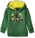 John Deere Baby Boys' Fleece Zip Hoody Hooded Sweatshirt, Green, 3-4 Years