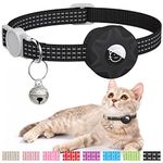 AirTag Cat Collar, Reflective Kitten Collar Breakaway Apple Air Tag Cat Collar, GPS Cat Collar with AirTag Holder and Bell, Lightweight Tracker Cat Collars for Girl Boy Cats, Kittens and Puppies (Black)