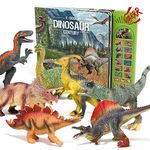 Dinosaur Toys with Interactive Dinosaur Book&12Pcs Dinosaur Figures,Learning Dinosaur Book with Sound,Storytelling and QA Test,Educational Dinosaur Present for Kids,Boys and Girls 3 Years Old & Up