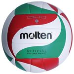 Molten 1300 Volleyball | Soft TPU Training Ball | Durable Thermoplastic Polyurethane with PVC Coating with Butyl Bladder | Official Size & Weight | Multicolour Green White Red