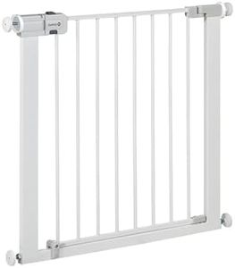 Safety 1st SecureTech Metal Gate, Treppenschutzgitter ohne Bohren, 73–80 cm (bis 136 cm erweiterbar), Leicht Schließbares Türschutzgitter, mit Einer Hand Öffnen, Kein Bohren, Zweifachsicherung, Weiß