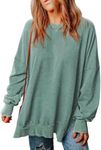 SHEWIN Sweatshirt for Women Loose Fit Casual Long Sleeve Lightweight Pullover Tops Loose Crewneck Sweatshirts Fall Outfits Women Trendy,US 8-10(M),Mint Green