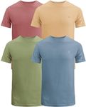 JRC Just Royal Clothing Pack of 4 Mens Short Sleeve Crewneck T-Shirts, Casual Round Neck Tops (Mouve, Stone Blue, Sheep Skin, Sage, XL)