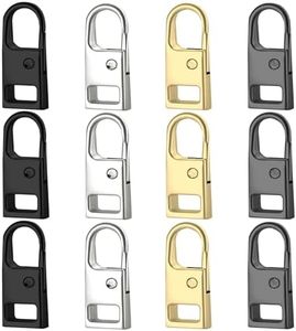 Urmspst Zipper Pull Replacement (Upgraded), 12 Pcs Detachable Zipper Pull Tabs for Boots Purse Coat Luggage Clothing Jackets Backpacks (4 Color Black, Silver, Gold, Brilliant Black)