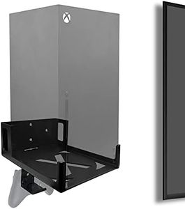 Wall Mount for Xbox Series X (Mount The Console & Accessories on Wall Near or Behind TV with Power Button Front/Left/Right), Wall Shelf Bracket Kit for XSX System