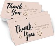 easykart Labels 120 Thank You for Supporting My Small Business Cards, Gold Foil Business Card Size 3.5" x2", Thank You Cards for Online Retail Shop, Small Business, Customer Package Inserts