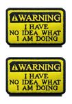 2 PCS Warning:I Have No idea What i am Doing Funny Biker Patch Embroidered Hook and Loop Embroidery Emblem Patch for Clothes,Backpack, Jacket, Jeans,Vest