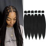 Pre-stretched Braiding Hair 26 inch 6 Packs Professional Synthetic Fiber Crochet EZ Braids Yaki Texture Braiding Hair Extensions