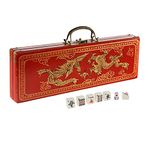 IRONWALLS Chinese Majong Set, 144PCS Mahjong Tile Set with 1” Majongg Tiles, 2PCS Dice & Leather Carrying Case Box, Complete Majong Game Sets for Travel Party Family Game