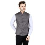 Badoliya & Sons Men's Designer Jute Nehru Jacket/Waist Coat (Grey, 42)