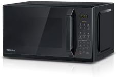 TOSHIBA Black Mirror Microwave 20Liter 800W Digital Solo Small Microwave With 11 Power Levels, One touch Express Cook with 6 Auto Menus, Defrost, Digital Display, Perfect for 9''pizza, MW3-EM20PF(MB)