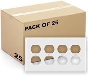 (25 Pack) Four Gang Duplex Receptacle Cover Plates, Electrical Outlet Cover, White Painted Metal, 4.50" x 8.2" 4-Gang Standard Size, Made of Unbreakable Metal, Corrosive Resistant, For Duplex Outlet