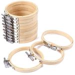 10 Pieces Round Embroidery Hoop 4 Inch Adjustable Bamboo Circle Cross Stitch Hoop Ring for Arts Crafts Sewing (10cm/4inch)