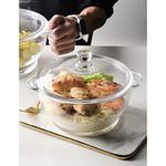 Mivana 1500 ML Glass Casserole Deep Round - Oven and Microwave Safe Serving Bowl with Glass Lid (2)