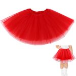 Tutu Skirts for Girls Layered Tulle Ballet Skirt Puffy Princess Fairy Dress for Daily Wear Dance Performance Christmas Halloween New Year Birthday Theme Party Costume for Girls 2-9 Years (red)