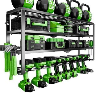 Power Tool Organizer Wall Mount, 4 Layers Tool Storage Rack with 8 Cordless Drill Holders, Power Tool Shelf Loads 400lbs for Garage, Warehouse, Workshop, Gifts for Men, Husband (Bohemian)