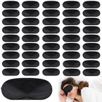 Aneco 50 Pieces Blindfolds Sleep Mask Bulk Eye Mask Shade Cover Blindfolds for Party Games with Nose Pad and Adjustable Strap for Travel Sleep Party Supplies, Black