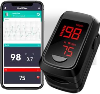 Oxymetre De Doigt Professionnel avec Bluetooth, HOLFENRY Saturometre Oxymetre Oxymètres de Pouls avec 2 piles AAA et Affichage LED pour La Surveillance de la SpO2 et de La Fréquence Cardiaque(Noir)