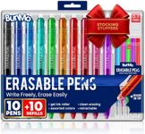 BUNMO Stocking Stuffers for Teens - Erasable Pens 10-Pack with 10 Color Refills - Smooth Gel Ink Pens - No Smudges, No Mess! - Perfect Gel Pens for Journaling, Writing, and Studying