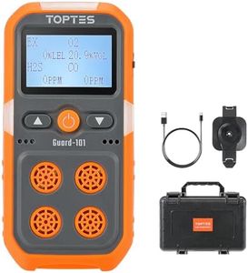 TopTes Guard-101 4 Gas Monitor Multi Gas Detector for H2S, CO, LEL and O2, with Vibration, Visual and Audible Alarms, 14h Long Battery Life, Safety Explosion-Proof, Gas Monitor for Work, Home - Orange