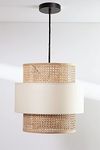 AKWAY wicker rattan cane webbing bamboo hanging lamp pendant lamp for home decoration premium ceiling light boho hanging ceiling lamp(14" Dia x 11" H) (Bulb not Included)(BEIGE)