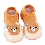 MEZON Baby Socks Shoes Anti Skid Rubber Soft Sole Infant Slippers Cotton Mesh Breathable Lightweight Sock Shoes (Multicolor) (Bear, 17-22 Months)