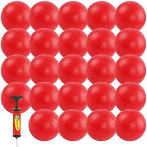 Merkaunis 24Pcs Kick Ball Red Playground Ball,6 Inch Inflatable Hand Ball Dodgeball Bounce Ball with 1 Pump & 1 Pin, PVC for Kids and Adults in Ball Game,Gym,Camp,Picnic and Yoga Exercises