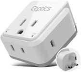 Ceptics UK, Hong Kong, Travel Plug Adapter Set, Safe Grounded USB-C 30W PD & QC 3.0-2 USA Socket - Compact & Powerful - Ireland, England, Dubai, Saudi Arabia - Includes Type G Swadapt Attachments