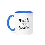 3dRose Mug_219516_6 "Phrase Worlds Best Grandpa" Two Tone Blue Mug, 11 oz, Blue/White