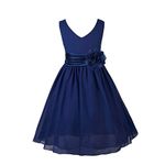 iiniim Kids Girls Chiffon Pageant Wedding Bridesmaid Summer Party Flower Girl Dress Navy Blue 4