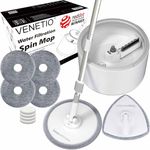 VENETIO Innowellclean Microfiber Spin Mop and Bucket Set Floor Cleaning System with 5 Round Reusable Washable Pads, Hands-Free Self Wringing Wet & Dry Mop for Wood, Hardwood, Tile, Ideal for Pet Owner