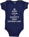 Tcombo Keep Calm Daddy's First Father's Day Bodysuit (Navy Blue, Newborn)