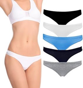 Emprella Cotton Underwear Women, 5 Pack Womens Bikini Seamless Ladies Cheeky Panties S-XL (X-Large, Assorted)