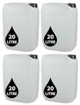 4 x 20L JERRY CAN - UN Approved Stackable Bottle Container + 61mm Tamper Evident Cap | Perfect for Storage of Water Liquids