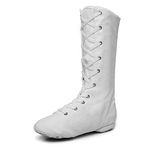 MSMAX Adult Dance Boots High Top Ballet Jazz Dancing Sneakers, White, 11