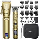 GLAKER Hair Clippers for Men,Professional Mens Hair Clippers Cordless Clippers for Hair Cutting, Hair Clippers and Precision Trimmer Kit Zero Gap Trimmer with LED Display 15 Guide Combs