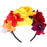 Amabro Halloween Headbands, Floral Day of the Dead Headband Mexican Flower Rose Crown Headpiece Halloween Cosplay Party Headdress Costume Hair Wreath Decorations for Women Men