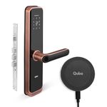 QUBO Smart Door Lock Elite WiFi from Hero Group | Unlock from Anywhere | 5-Way Unlocking | Fingerprint | Pincode | RFID Card | Bluetooth Mobile App | Mechanical Key | OTP Access | (Copper)