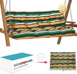 LC&QS Replacement Cushions for Swing, Waterproof Porch Swing Cushion, 2-3 Seat Replacement Swing Seat Cushion with Backrest and Ties for Patio Backyard Porch Garden（Orange/Green，60 x 40 x 4 inches）