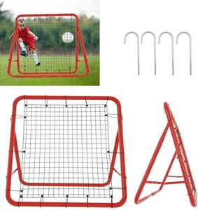 YUENFONG 100 x 100 x 65 cm Red de Rebote Plegable de fútbol, con 5 Pasos Ajustables, para fútbol, ​​Diferentes Movimientos de Pelota (Rojo y Negro)