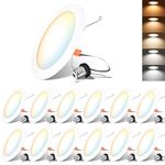 LVWIT 6 Inch 5CCT LED Downlight, 10W 1000 Lumens Dimmable, IC Rated LED Recessed Lighting, 12 Pack (2700K/ 3000K/ 4000K/ 5000K/ 6000K- 5CCT)