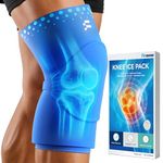 Fitomo Knee Ice Pack Wrap for Knee Pain Relief, Flexible Reusable Hot Cold Therapy Gel Pack with Extra Thick Knee Coverage for Swelling, Arthritis, Sports Injury & Post Surgery Recovery, Blue, L